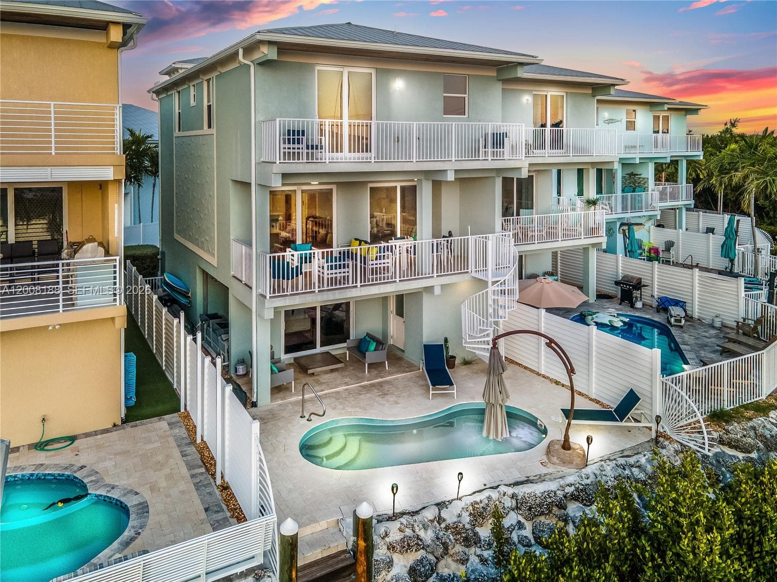 Twilight pool and house
